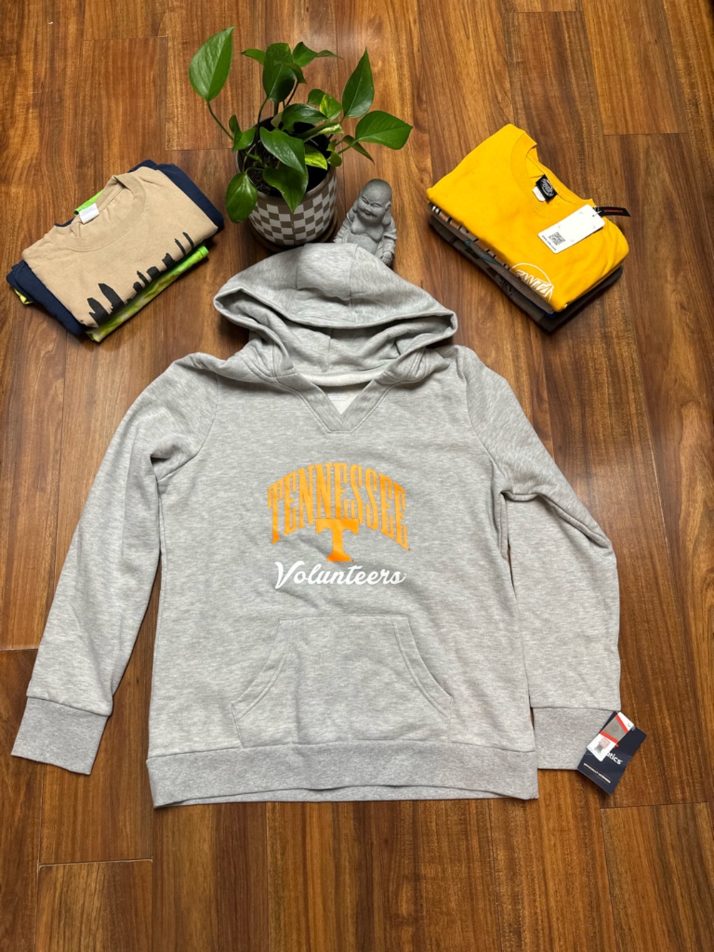 Fanatics Gray Pullover Hoodie with Orange Accent Tag